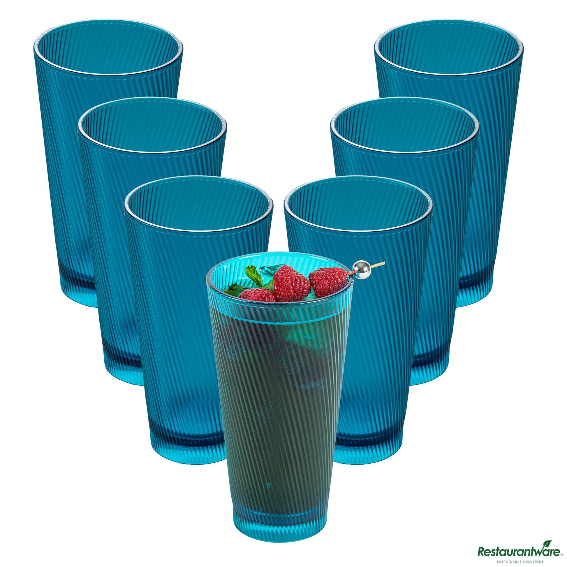 Wholesale Restaurantware 20 Oz Blue San Plastic Tumbler - 3.6" X 3.6" X 6.7"- Bulk