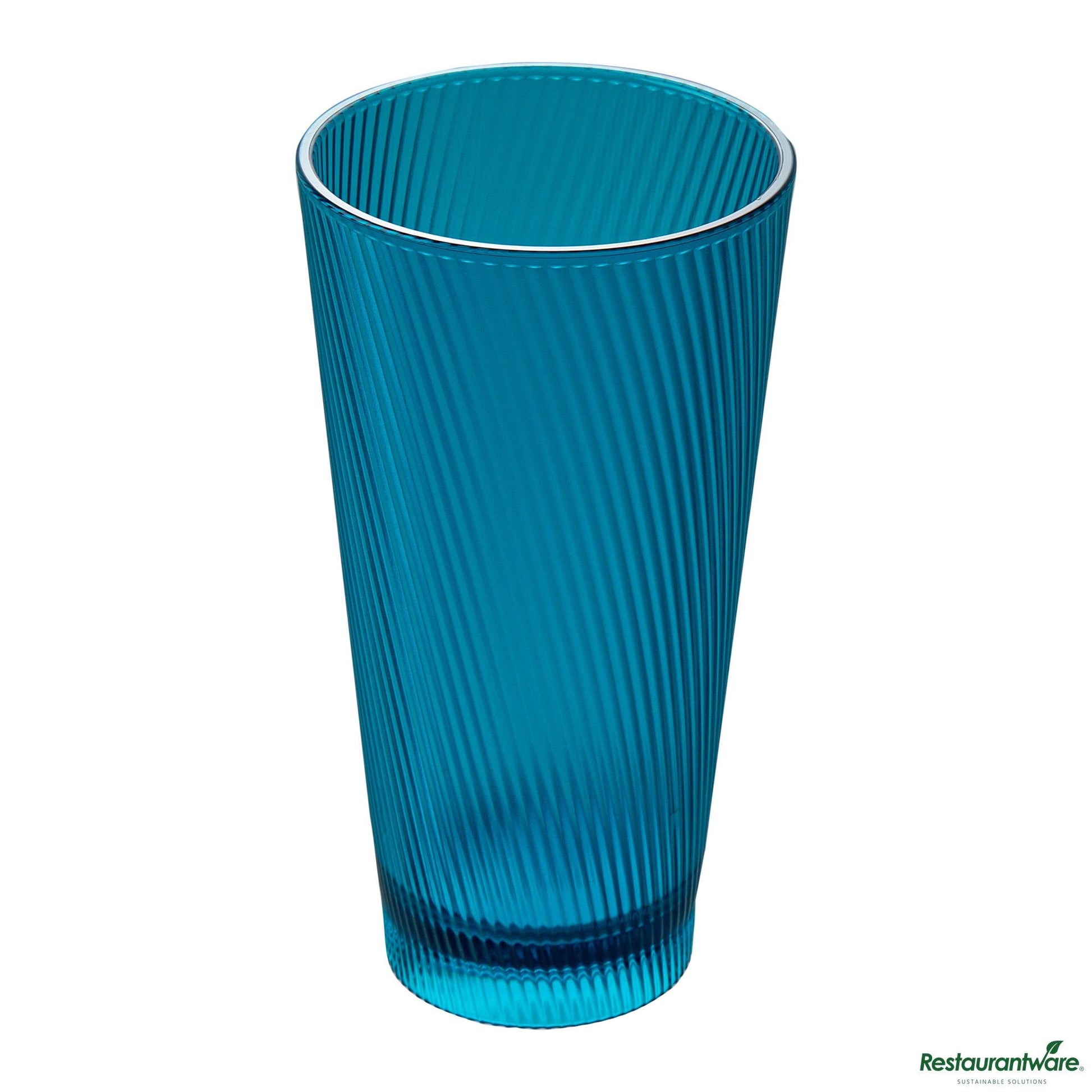Wholesale Restaurantware 20 Oz Blue San Plastic Tumbler - 3.6" X 3.6" X 6.7"- Bulk
