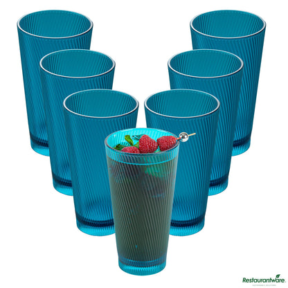 Wholesale Restaurantware 20 Oz Blue San Plastic Tumbler - 3.6" X 3.6" X 6.7"- Bulk