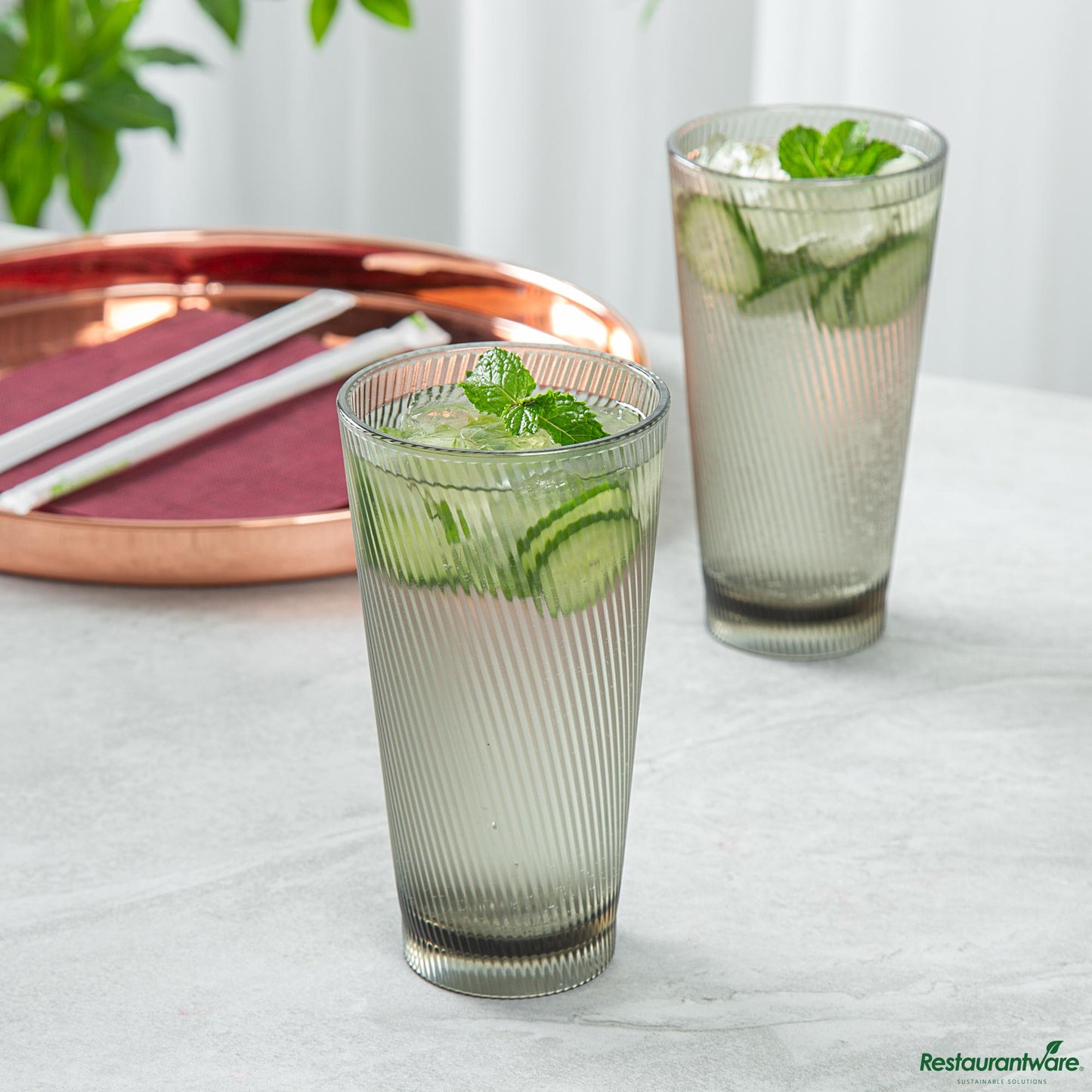 Wholesale Restaurantware 20 Oz Gray San Plastic Tumbler - 3.6" X 3.6" X 6.7"- Bulk