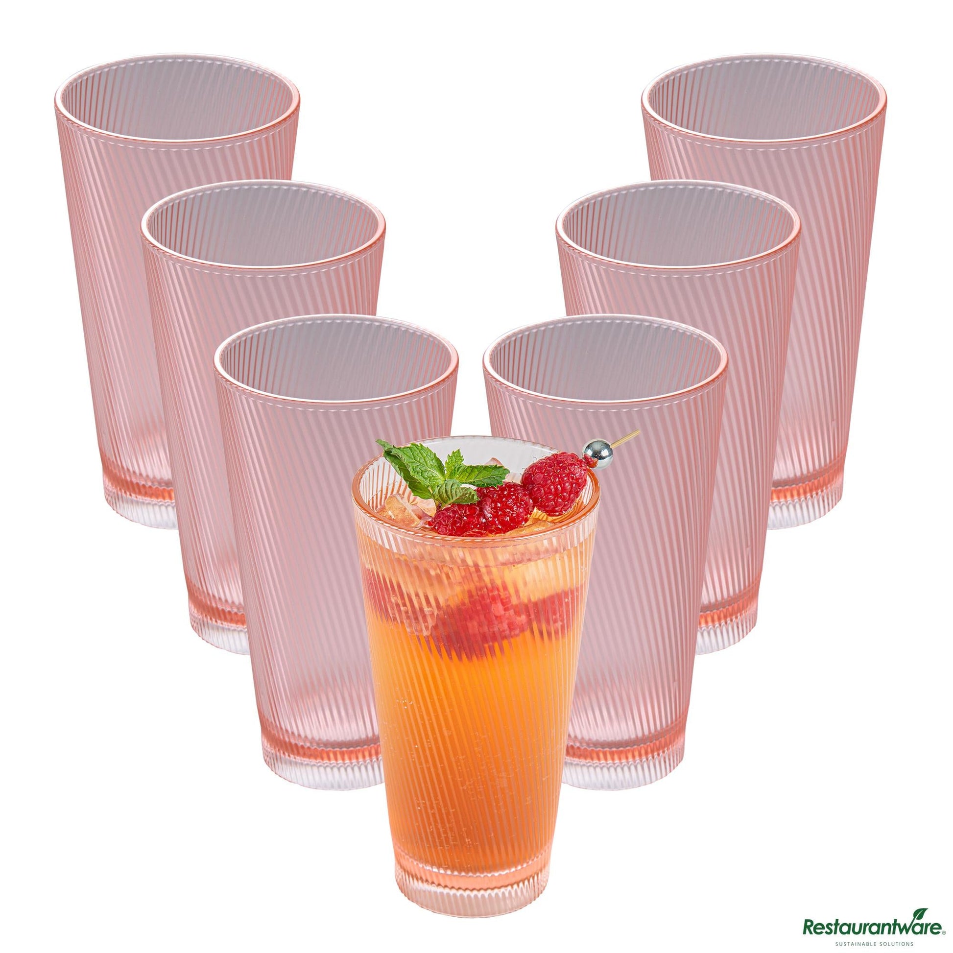 Wholesale Restaurantware 20 Oz Pink San Plastic Tumbler - 3.6" X 3.6" X 6.7"- Bulk