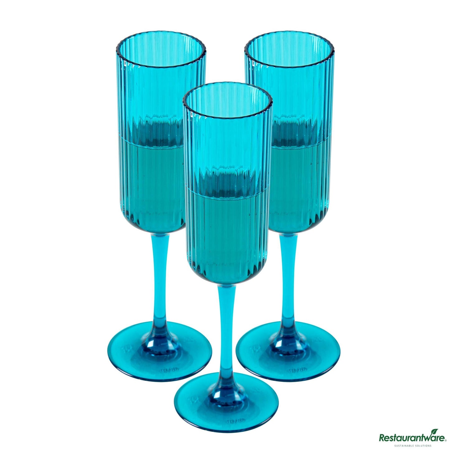Wholesale Restaurantware 6 Oz Blue San Plastic Champagne Flute - 2.6" X 2.6" X 8.2"- Bulk