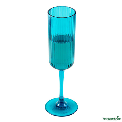 Wholesale Restaurantware 6 Oz Blue San Plastic Champagne Flute - 2.6" X 2.6" X 8.2"- Bulk