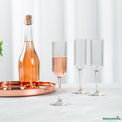 Wholesale Restaurantware 6 Oz Clear San Plastic Champagne Flute - 2.6" X 2.6" X 8.2"- Bulk