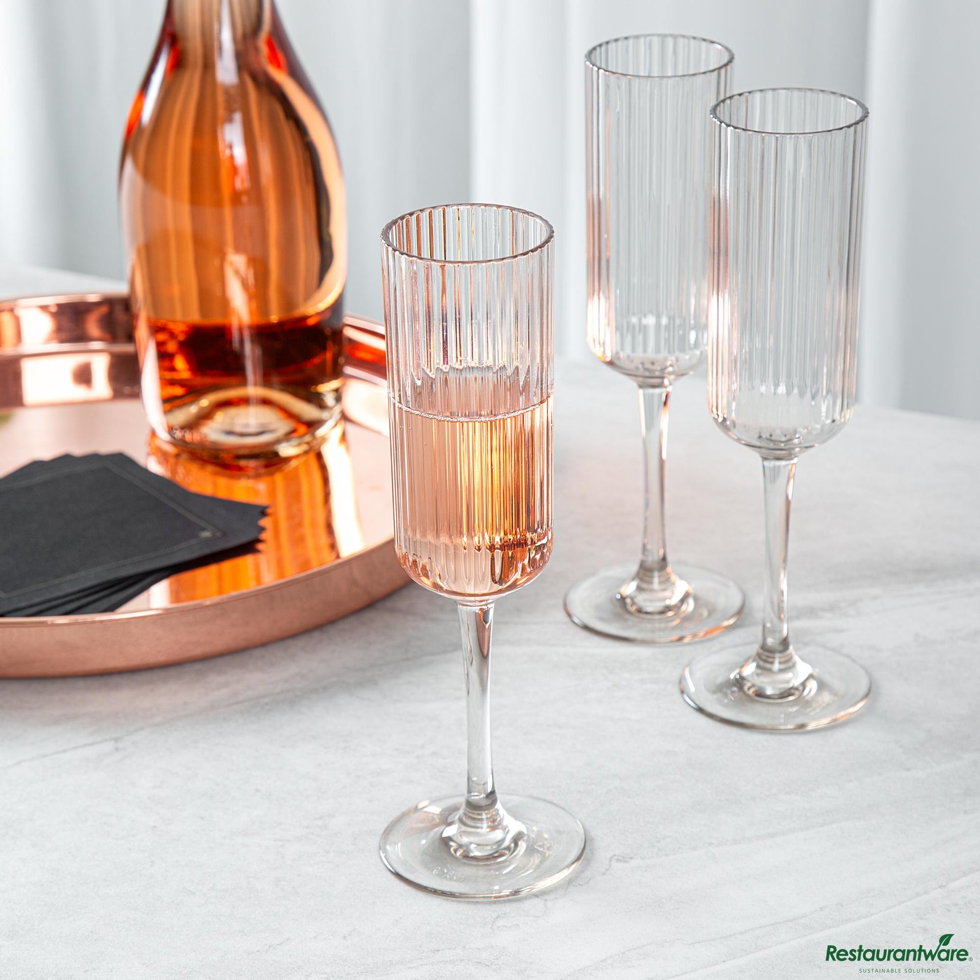 Wholesale Restaurantware 6 Oz Clear San Plastic Champagne Flute - 2.6" X 2.6" X 8.2"- Bulk