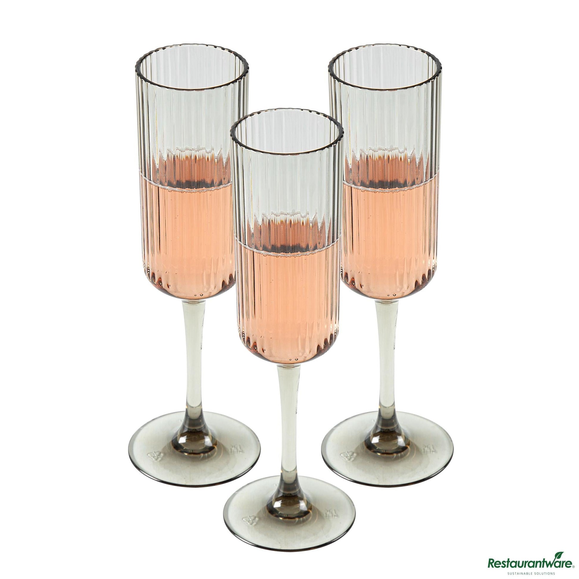 Wholesale Restaurantware 6 Oz Gray San Plastic Champagne Flute - 2.6" X 2.6" X 8.2"- Bulk