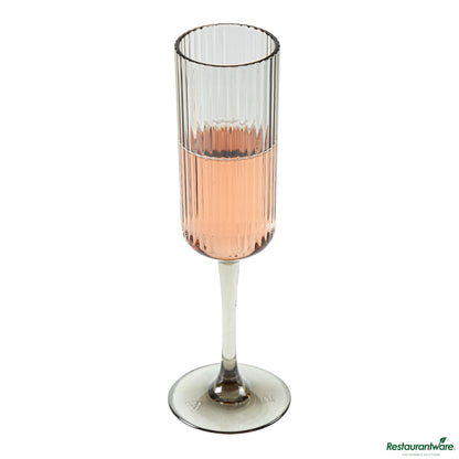 Wholesale Restaurantware 6 Oz Gray San Plastic Champagne Flute - 2.6" X 2.6" X 8.2"- Bulk