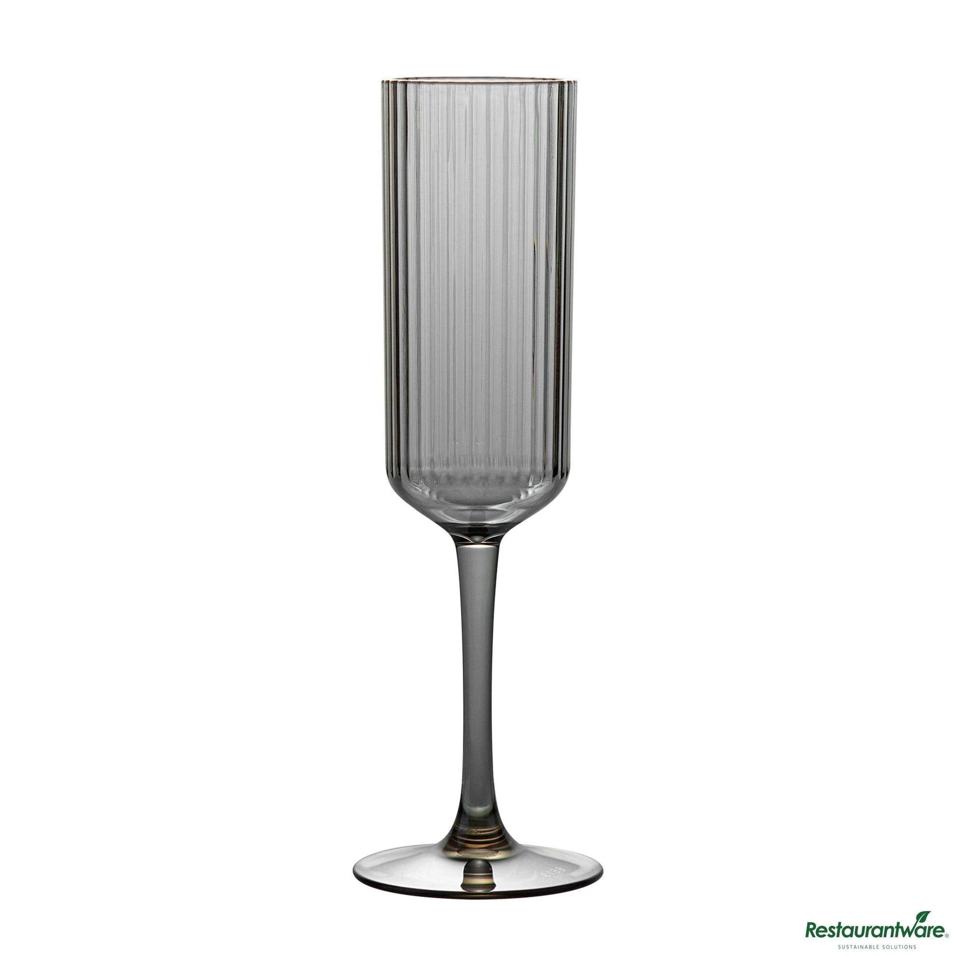 Wholesale Restaurantware 6 Oz Gray San Plastic Champagne Flute - 2.6" X 2.6" X 8.2"- Bulk