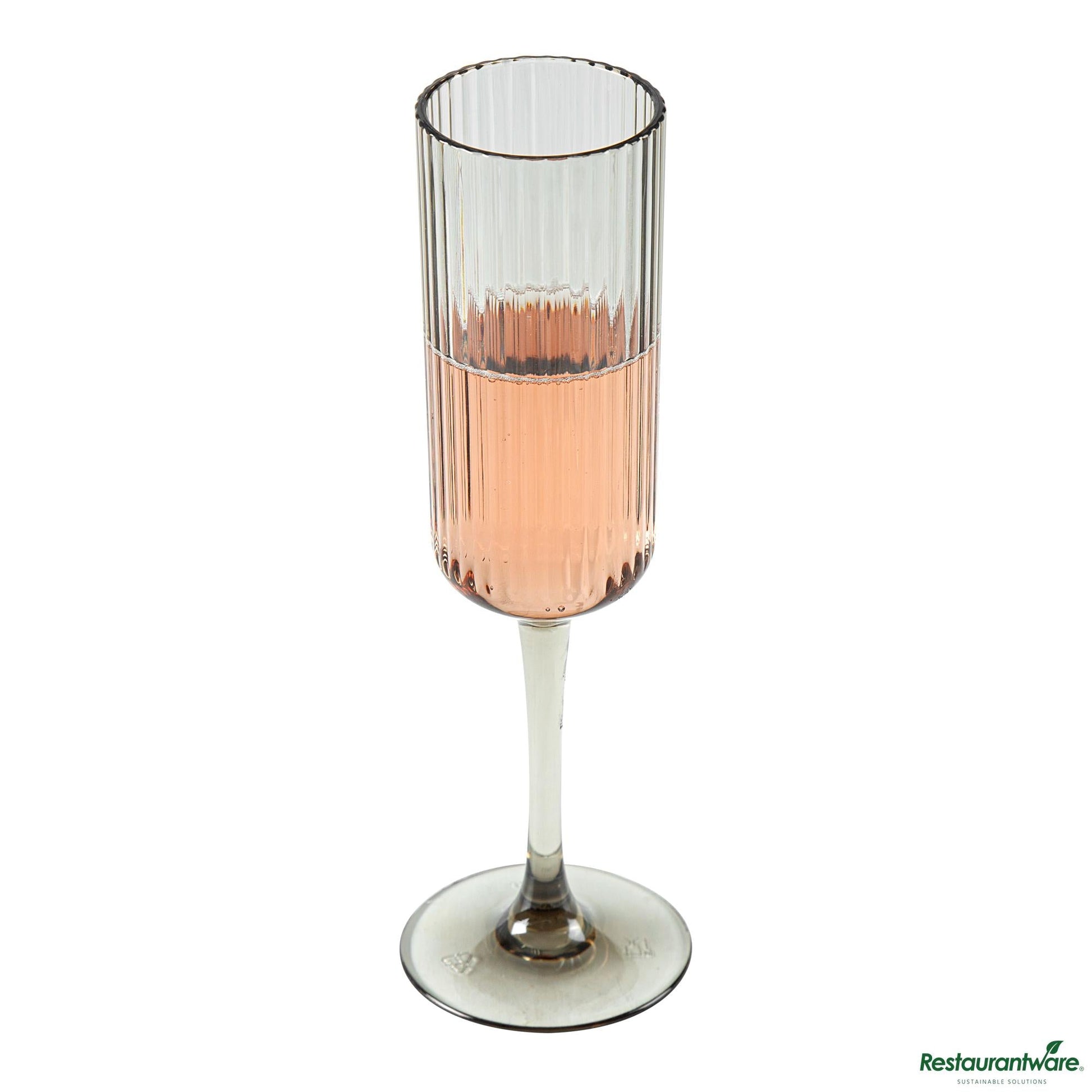Wholesale Restaurantware 6 Oz Gray San Plastic Champagne Flute - 2.6" X 2.6" X 8.2"- Bulk