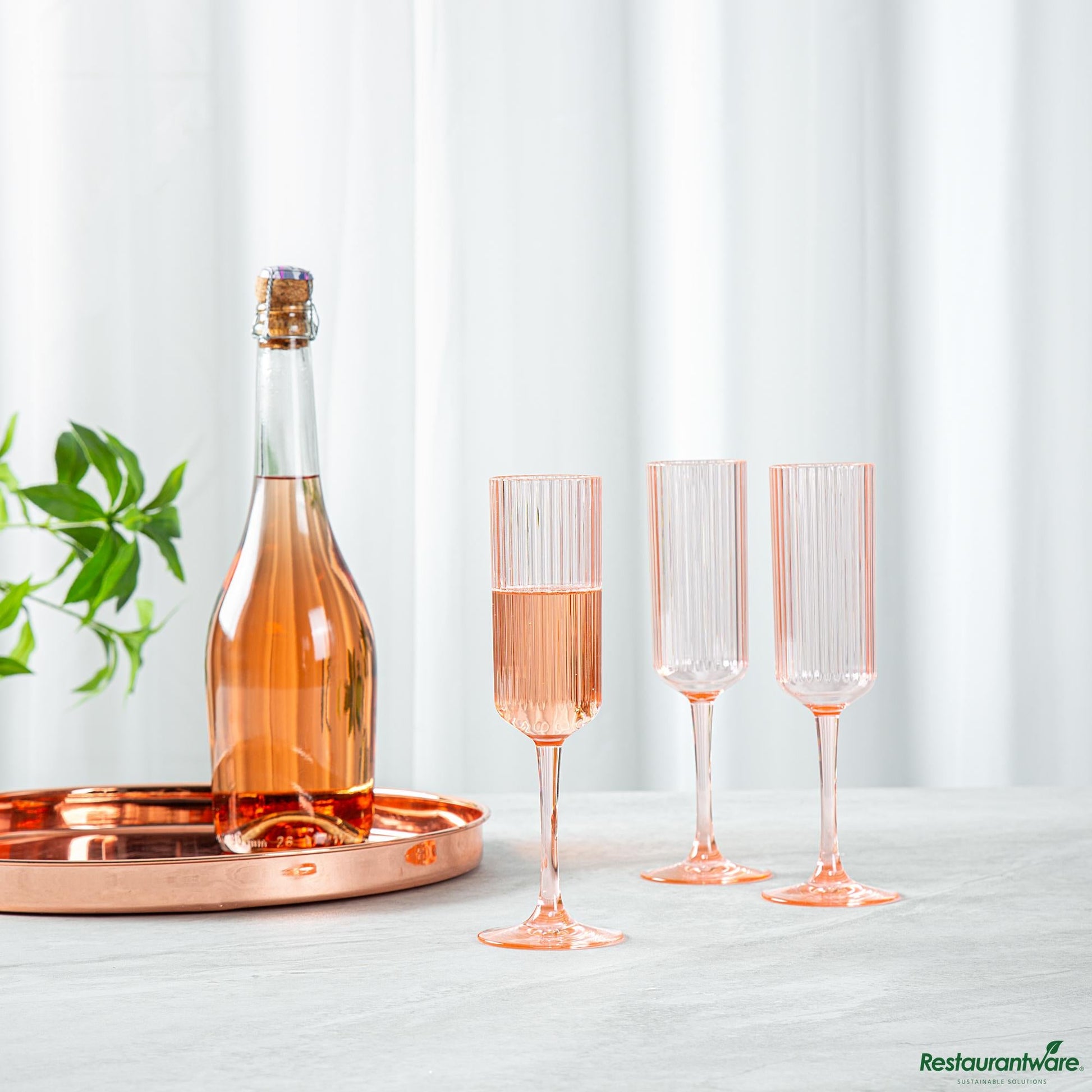 Wholesale Restaurantware 6 Oz Pink San Plastic Champagne Flute - 2.6" X 2.6" X 8.2"- Bulk