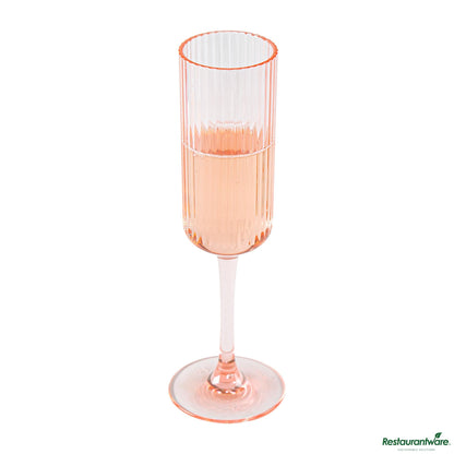 Wholesale Restaurantware 6 Oz Pink San Plastic Champagne Flute - 2.6" X 2.6" X 8.2"- Bulk