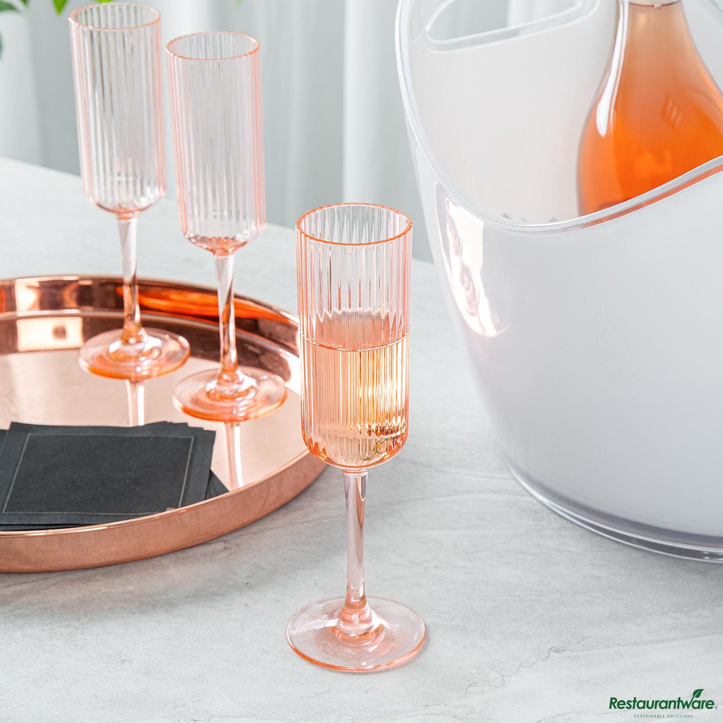 Wholesale Restaurantware 6 Oz Pink San Plastic Champagne Flute - 2.6" X 2.6" X 8.2"- Bulk