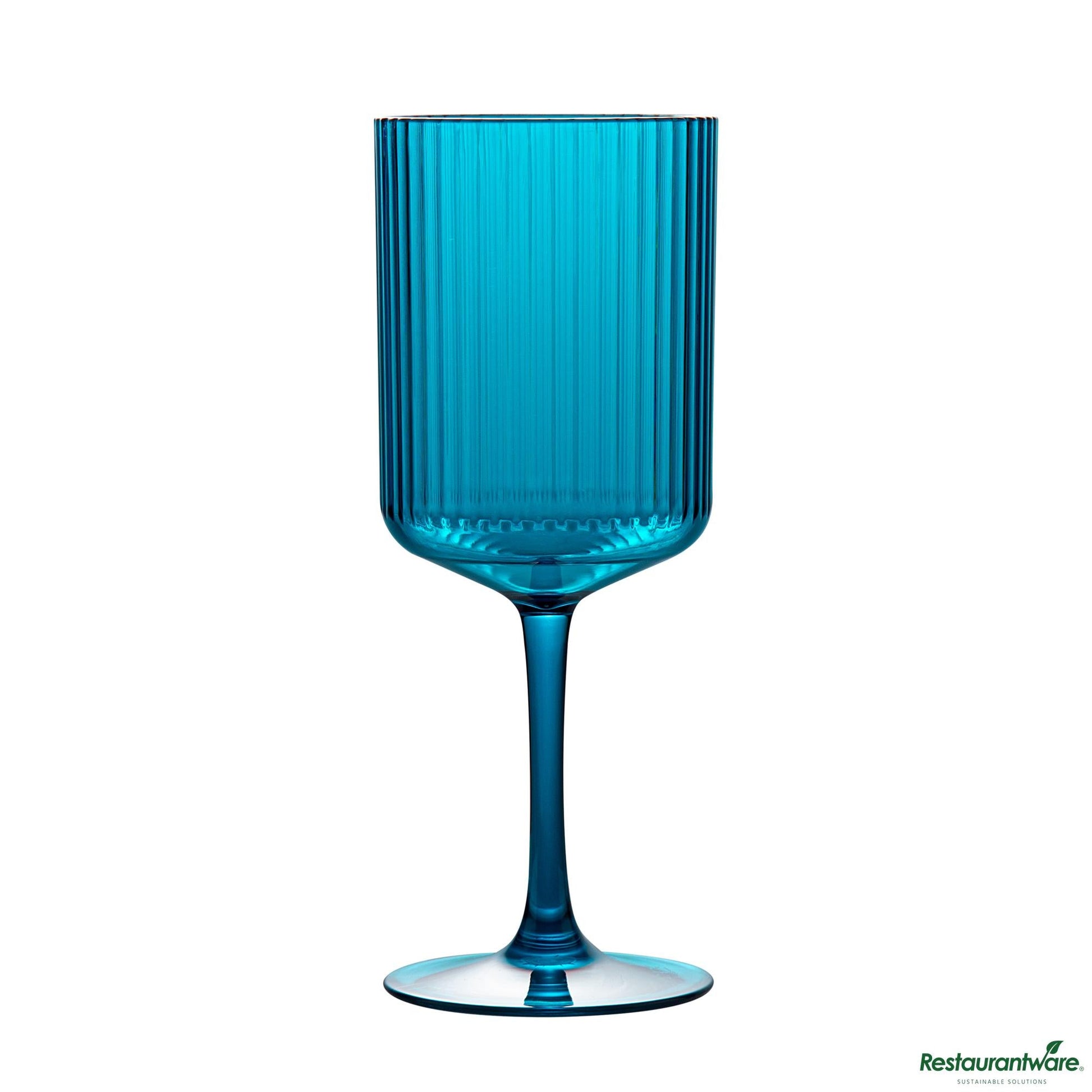 Wholesale Restaurantware 12 Oz Blue San Plastic Wine Glass - 3" X 3" X 7.7"- Bulk
