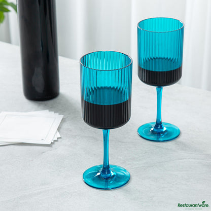 Wholesale Restaurantware 12 Oz Blue San Plastic Wine Glass - 3" X 3" X 7.7"- Bulk