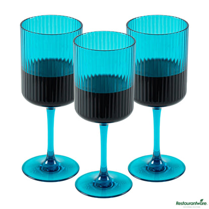 Wholesale Restaurantware 12 Oz Blue San Plastic Wine Glass - 3" X 3" X 7.7"- Bulk