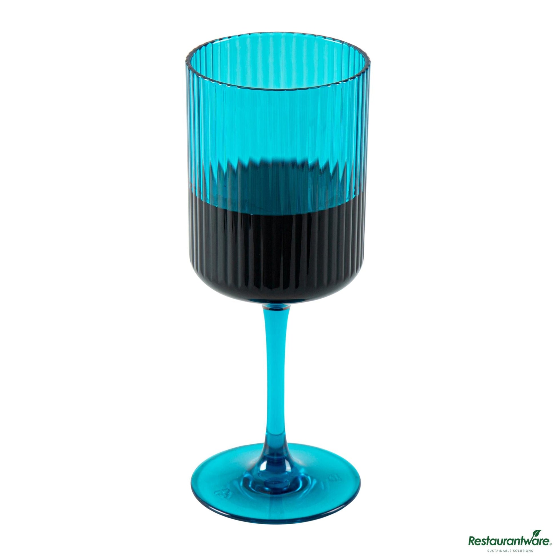 Wholesale Restaurantware 12 Oz Blue San Plastic Wine Glass - 3" X 3" X 7.7"- Bulk