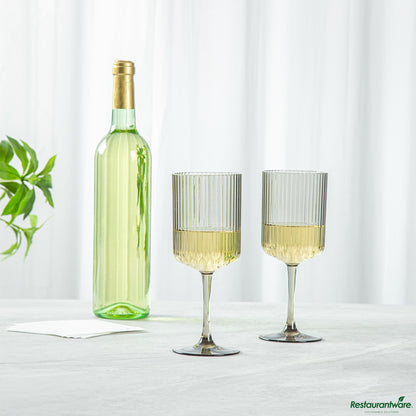 Wholesale Restaurantware 12 Oz Gray San Plastic Wine Glass - 3" X 3" X 7.7"- Bulk