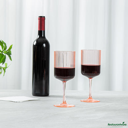 Wholesale Restaurantware 12 Oz Pink San Plastic Wine Glass - 3" X 3" X 7.7"- Bulk