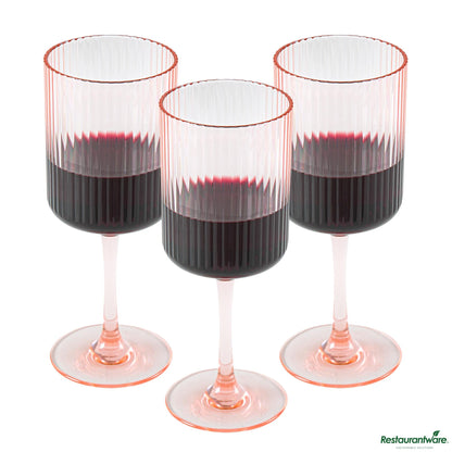 Wholesale Restaurantware 12 Oz Pink San Plastic Wine Glass - 3" X 3" X 7.7"- Bulk