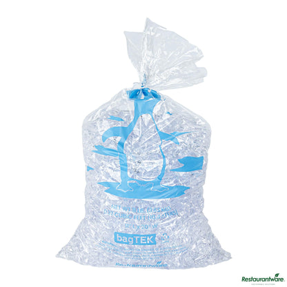Wholesale Restaurantware 8 Lb Clear Plastic Ice Bag - with Ice Print - 11" X 20.1" X 0.03"- Bulk