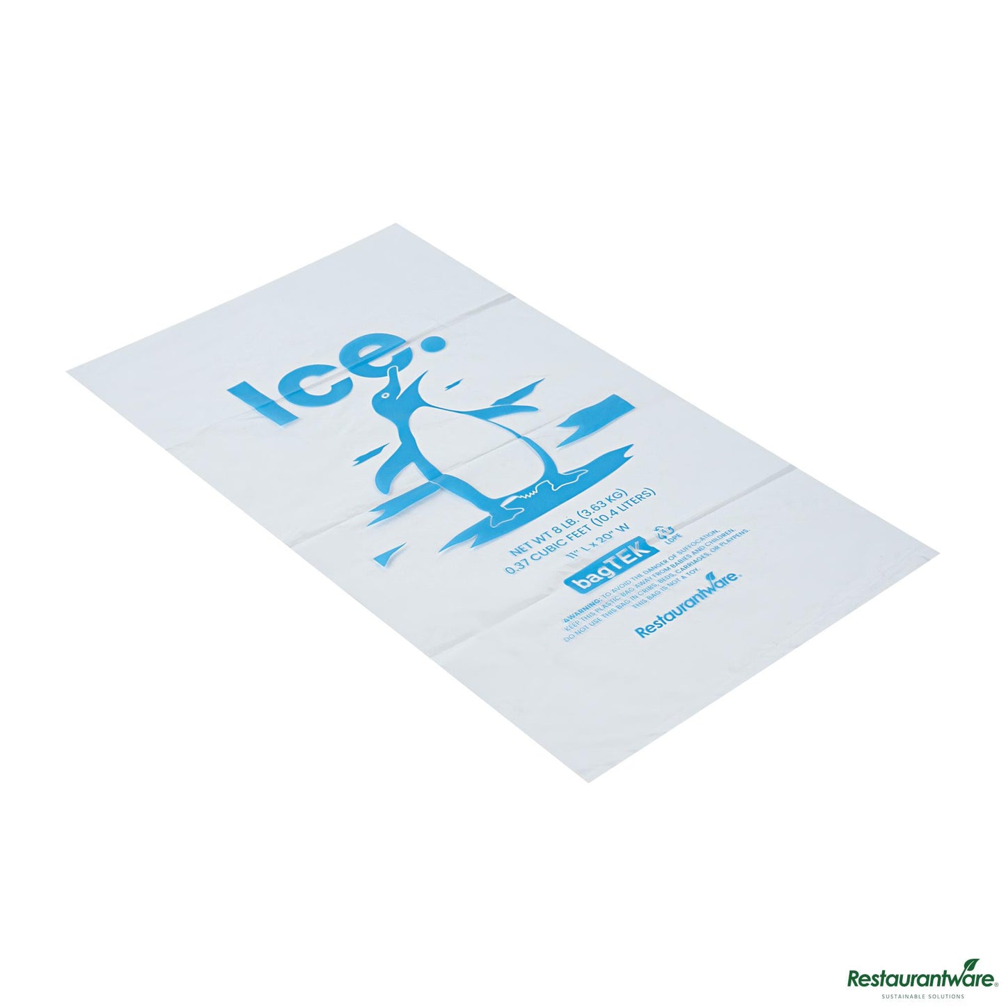 Wholesale Restaurantware 8 Lb Clear Plastic Ice Bag - with Ice Print - 11" X 20.1" X 0.03"- Bulk
