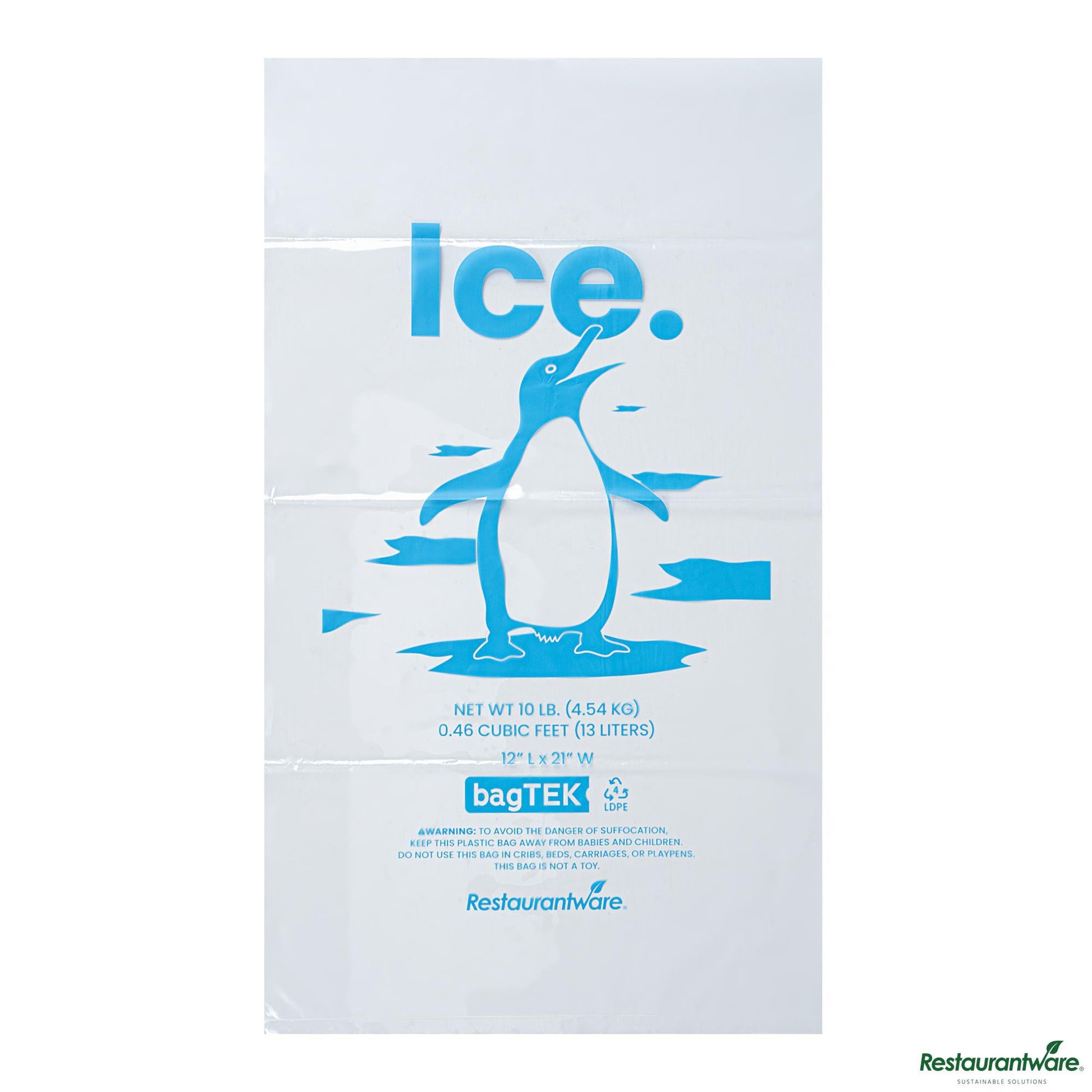 Wholesale Restaurantware 10 Lb Clear Plastic Ice Bag - with Ice Print - 12" X 21.1" X 0.03"- Bulk