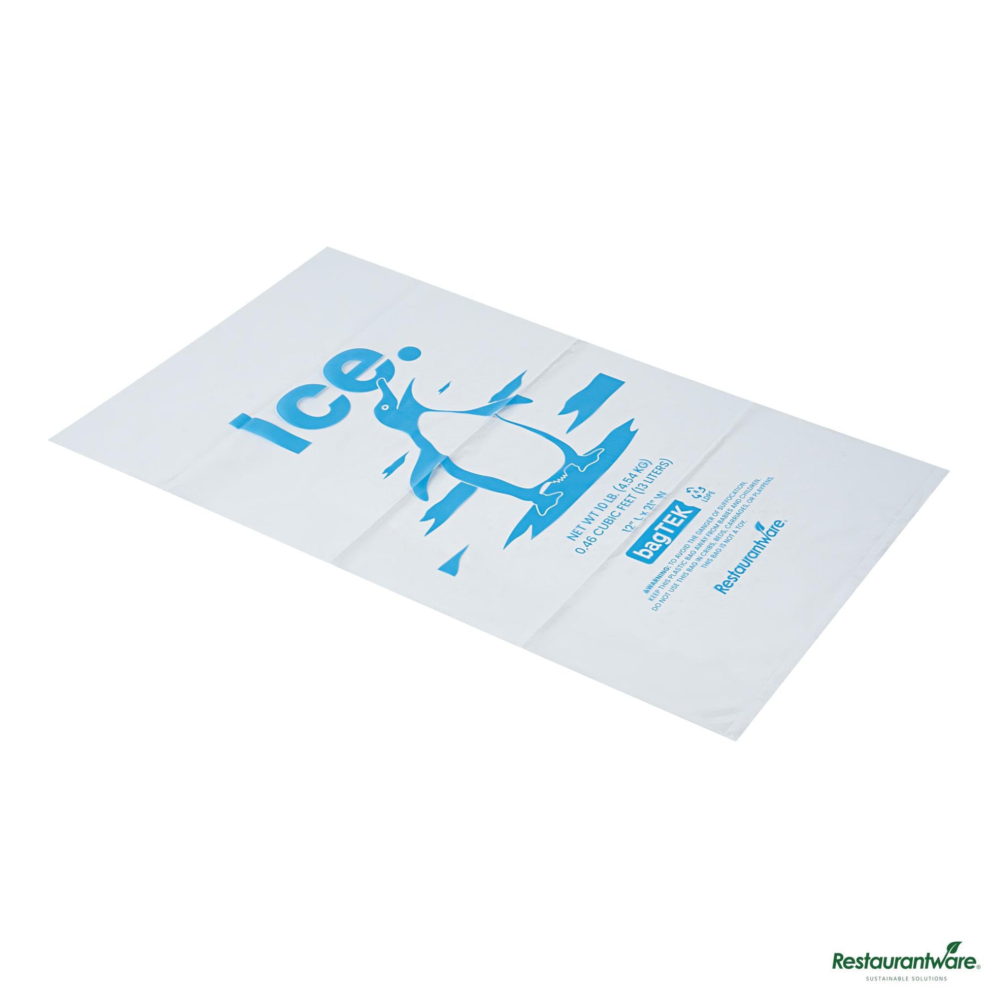 Wholesale Restaurantware 10 Lb Clear Plastic Ice Bag - with Ice Print - 12" X 21.1" X 0.03"- Bulk