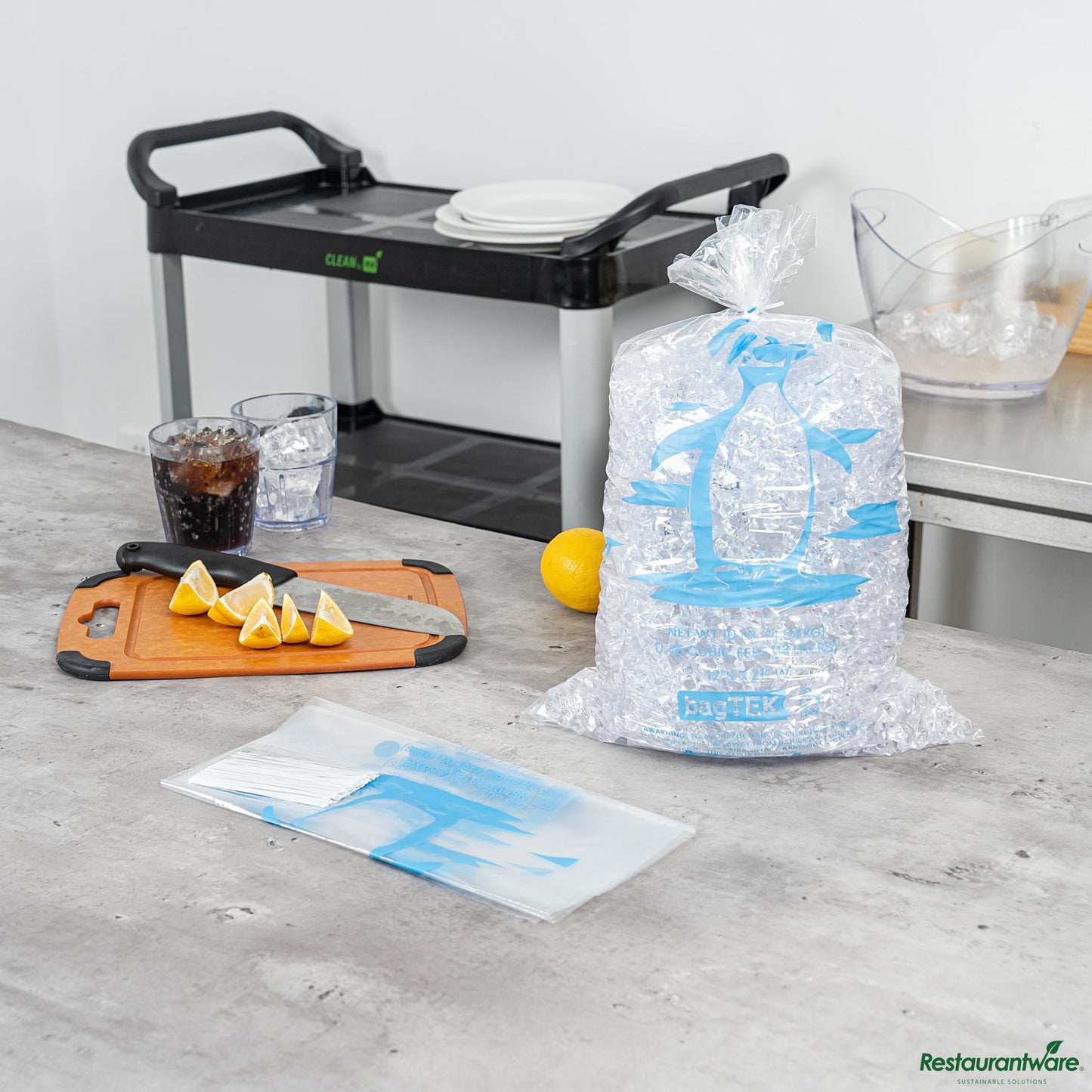 Wholesale Restaurantware 10 Lb Clear Plastic Ice Bag - with Ice Print - 12" X 21.1" X 0.03"- Bulk