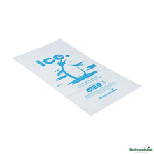 Wholesale Restaurantware 20 Lb Clear Plastic Ice Bag - with Ice Print - 14" X 28.2" X 0.04"- Bulk