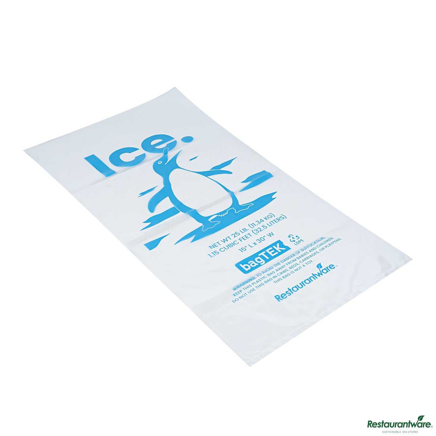 Wholesale Restaurantware 25 Lb Clear Plastic Ice Bag - with Ice Print - 15" X 30.1" X 0.04"- Bulk