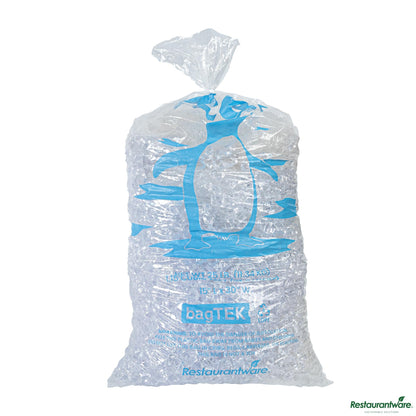 Wholesale Restaurantware 25 Lb Clear Plastic Ice Bag - with Ice Print - 15" X 30.1" X 0.04"- Bulk