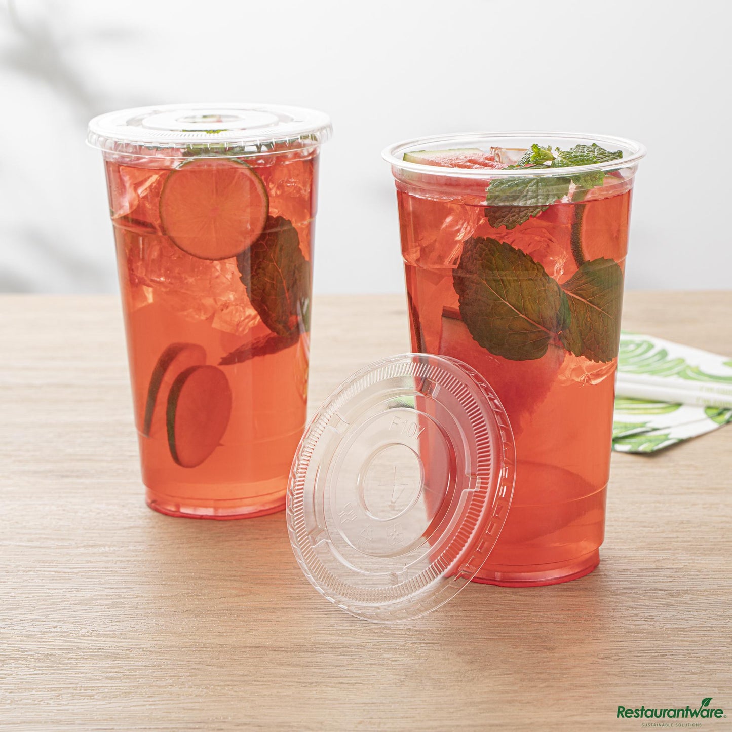 Wholesale Restaurantware Clear Plastic Flat Lid - Fits 32 Oz Cold Cup - 4.4" X 4.4" X 0.2"- Bulk