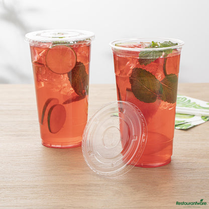 Wholesale Restaurantware Clear Plastic Flat Lid - Fits 32 Oz Cold Cup - 4.4" X 4.4" X 0.2"- Bulk