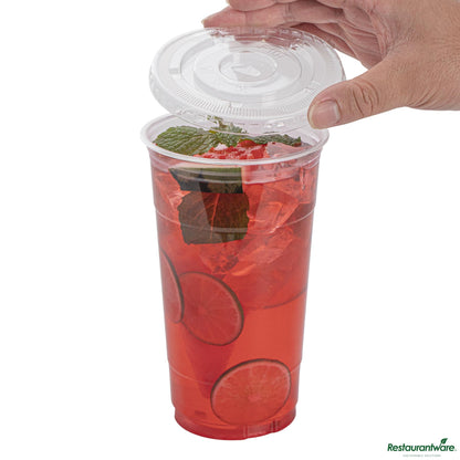 Wholesale Restaurantware Clear Plastic Flat Lid - Fits 32 Oz Cold Cup - 4.4" X 4.4" X 0.2"- Bulk