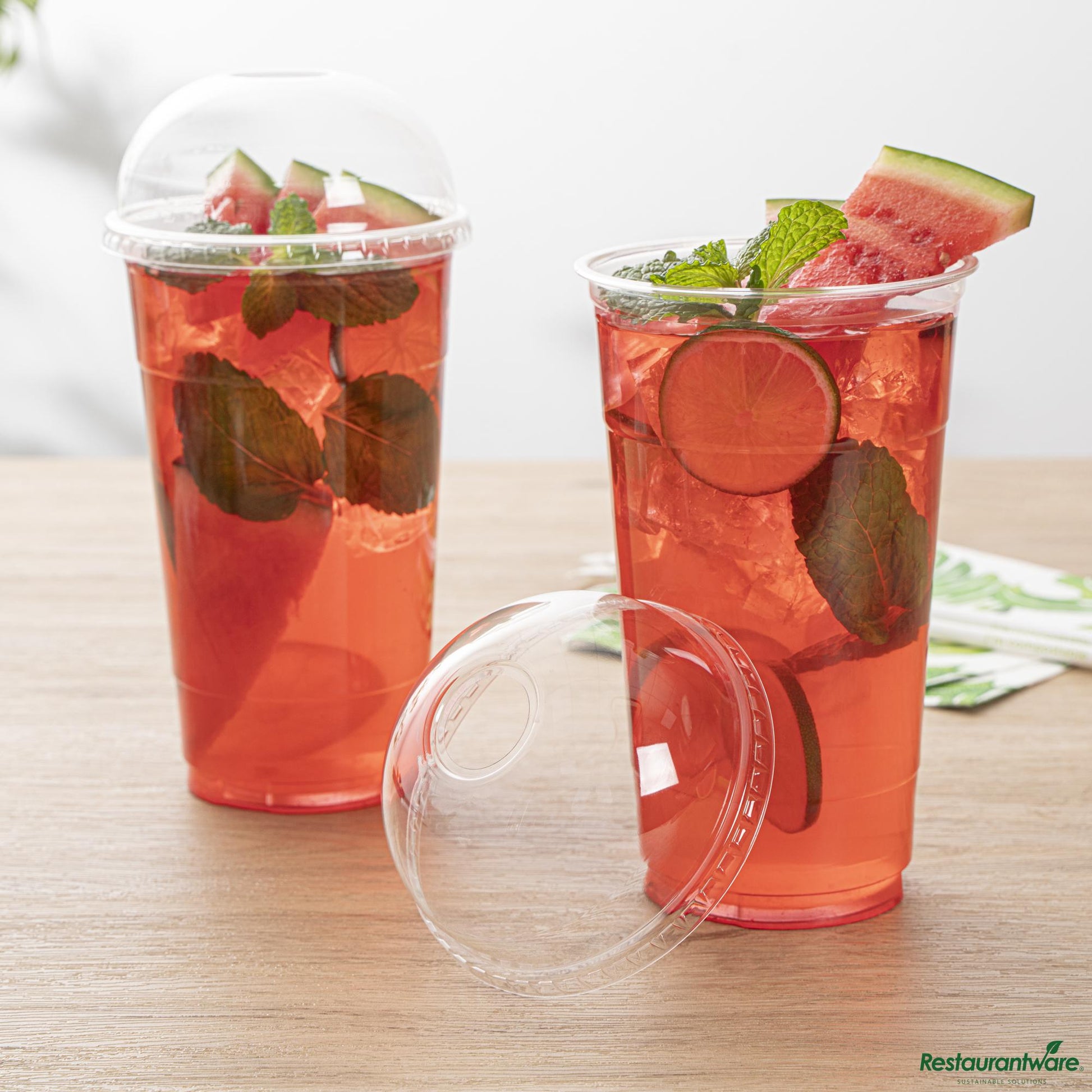 Wholesale Restaurantware Clear Plastic Dome Lid - Fits 32 Oz Cold Cup - 4.4"×4.4"×2"- Bulk