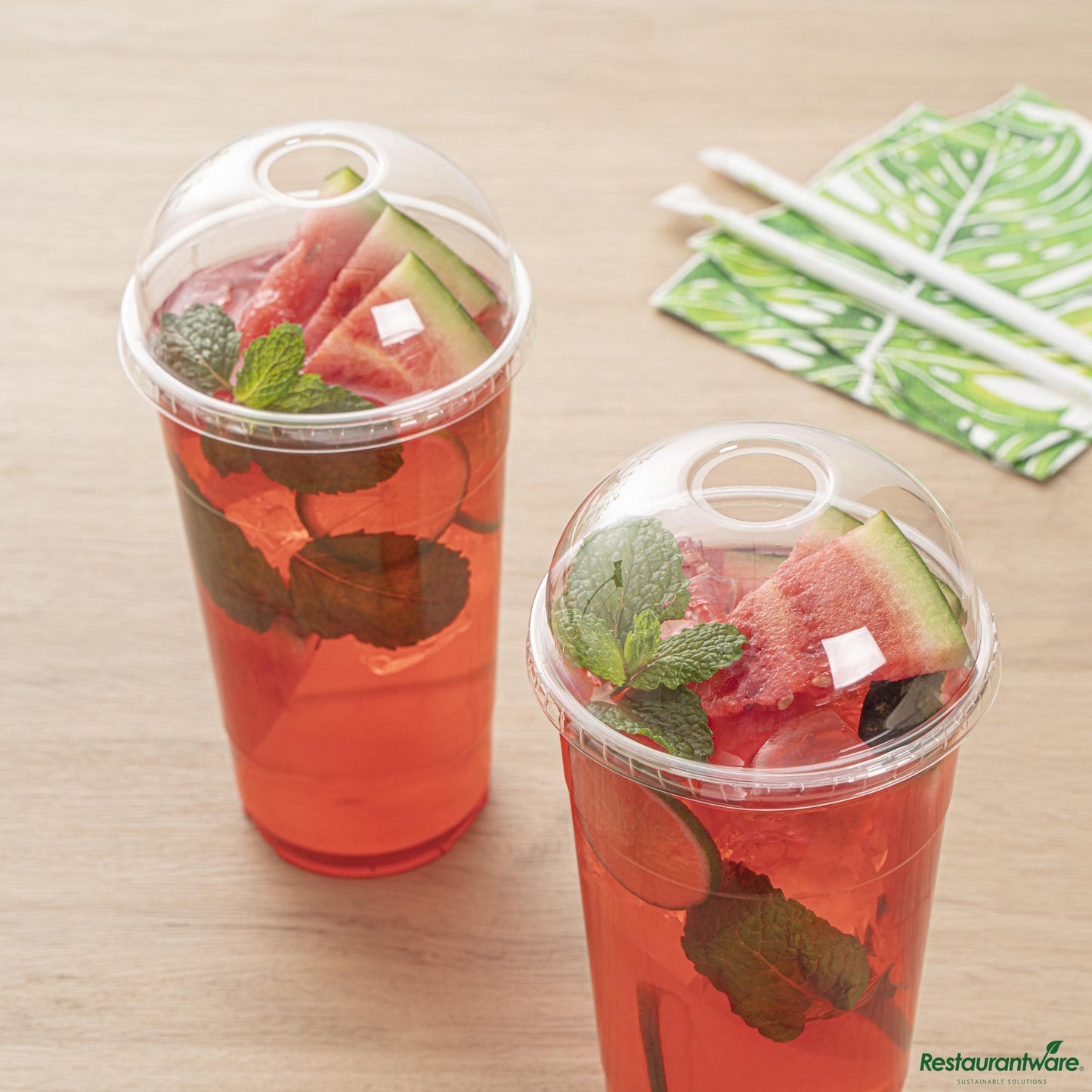 Wholesale Restaurantware Clear Plastic Dome Lid - Fits 32 Oz Cold Cup - 4.4" X 4.4" X 2"- Bulk