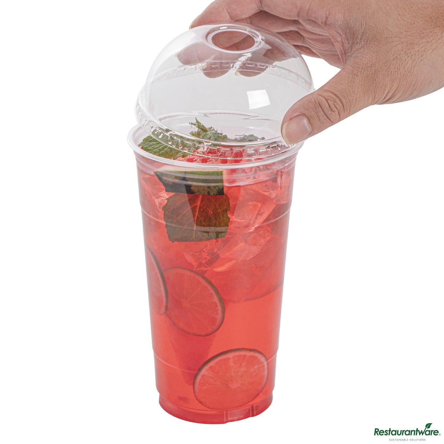 Wholesale Restaurantware Clear Plastic Dome Lid - Fits 32 Oz Cold Cup - 4.4" X 4.4" X 2"- Bulk