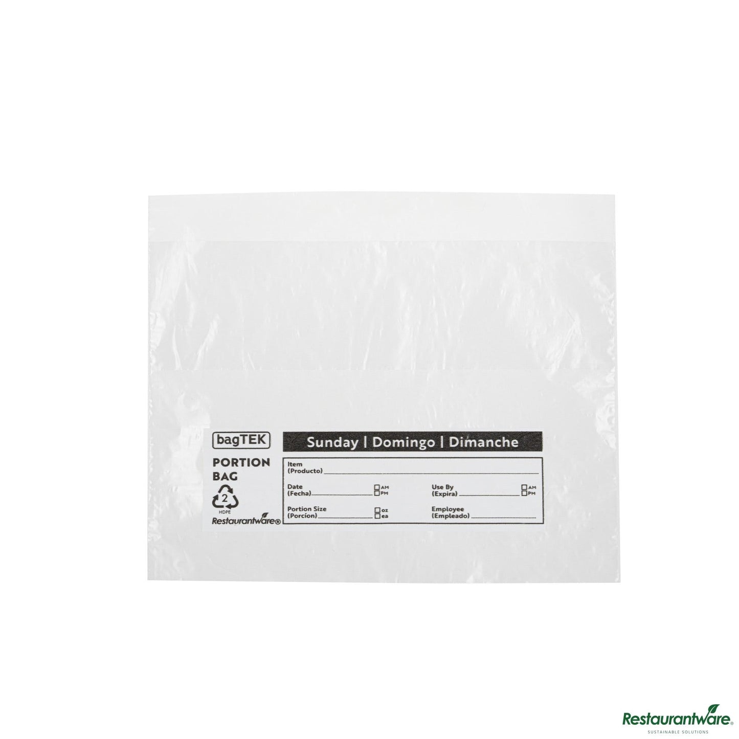 Wholesale Restaurantware Clear and Black Plastic Day of the Week Sunday Portion Bag - 5.5"×5.5"×0.001"- Bulk