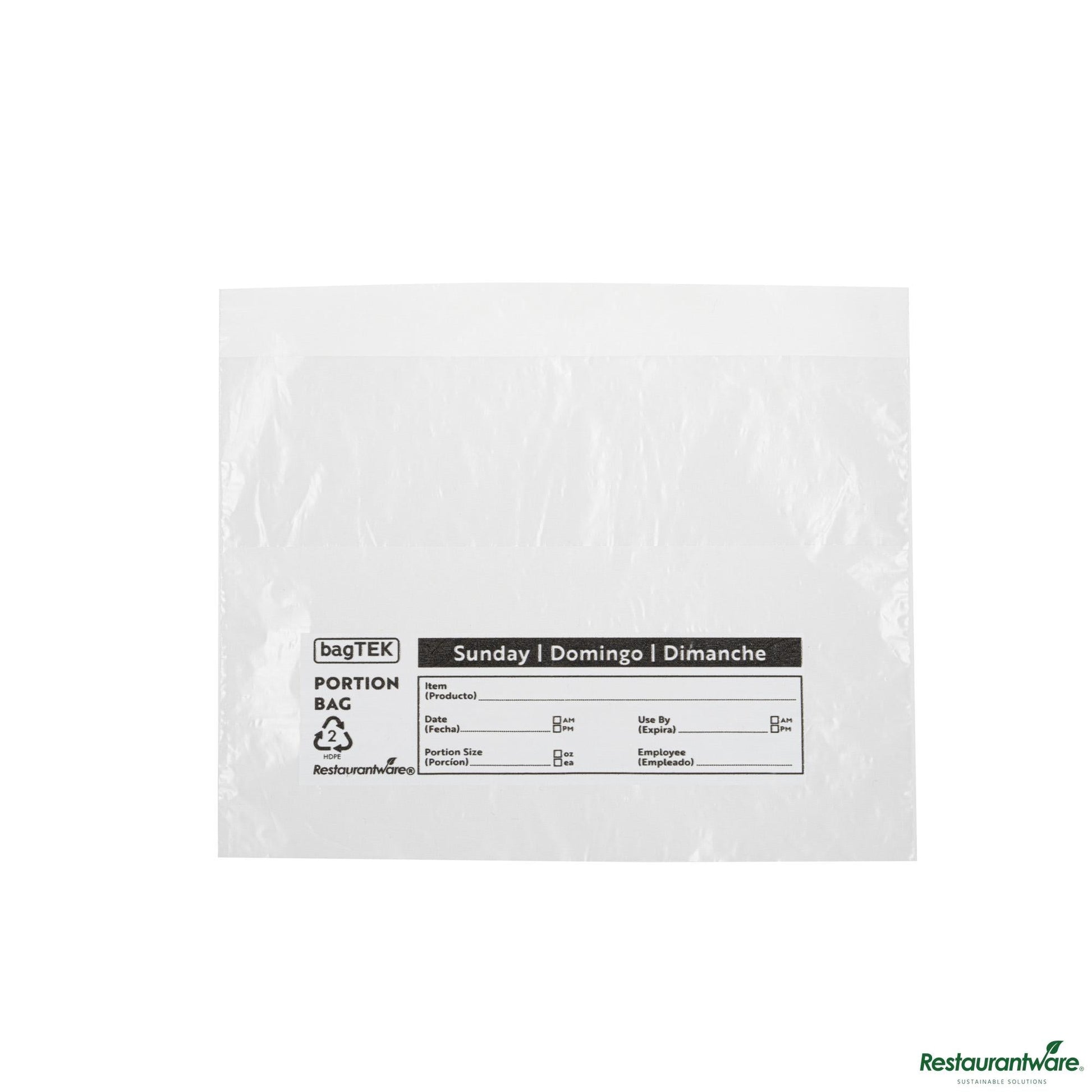Wholesale Restaurantware Clear and Black Plastic Day of the Week Sunday Portion Bag - 5.5"×5.5"×0.001"- Bulk