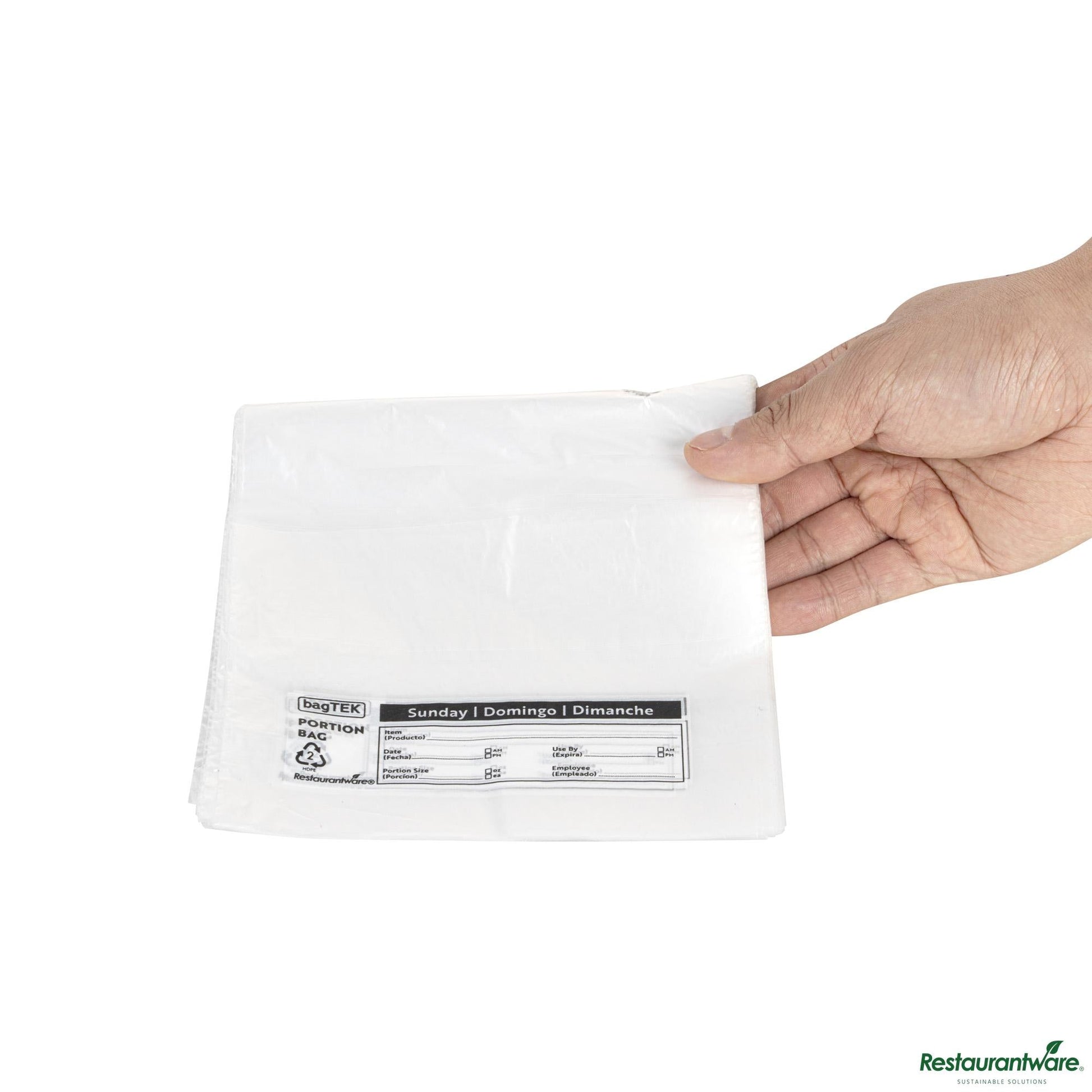 Wholesale Restaurantware Clear and Black Plastic Day of the Week Sunday Portion Bag - 5.5"×5.5"×0.001"- Bulk