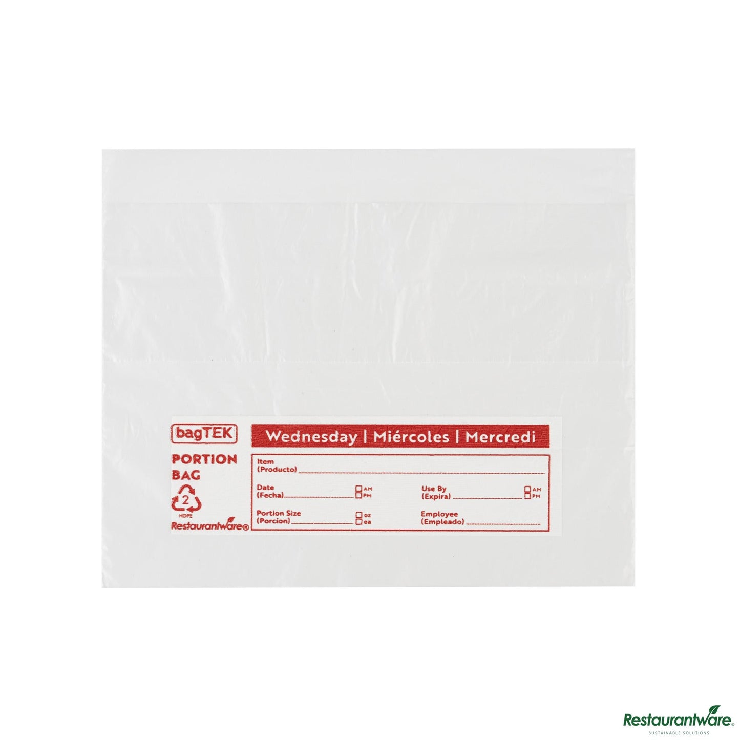Wholesale Restaurantware Clear and Red Plastic Day of the Week Wednesday Portion Bag - 5.5"×5.5"×0.001"- Bulk