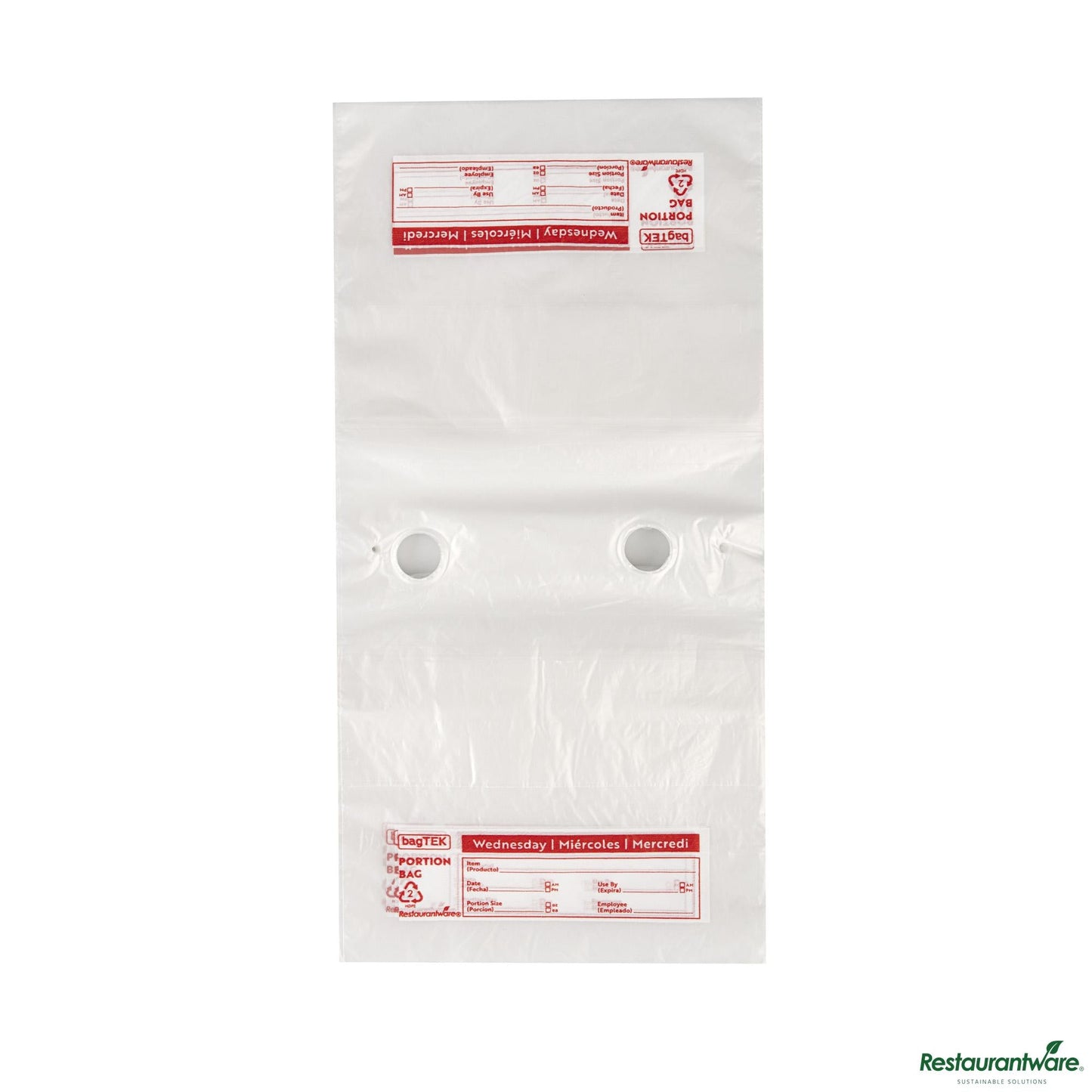 Wholesale Restaurantware Clear and Red Plastic Day of the Week Wednesday Portion Bag - 5.5"×5.5"×0.001"- Bulk