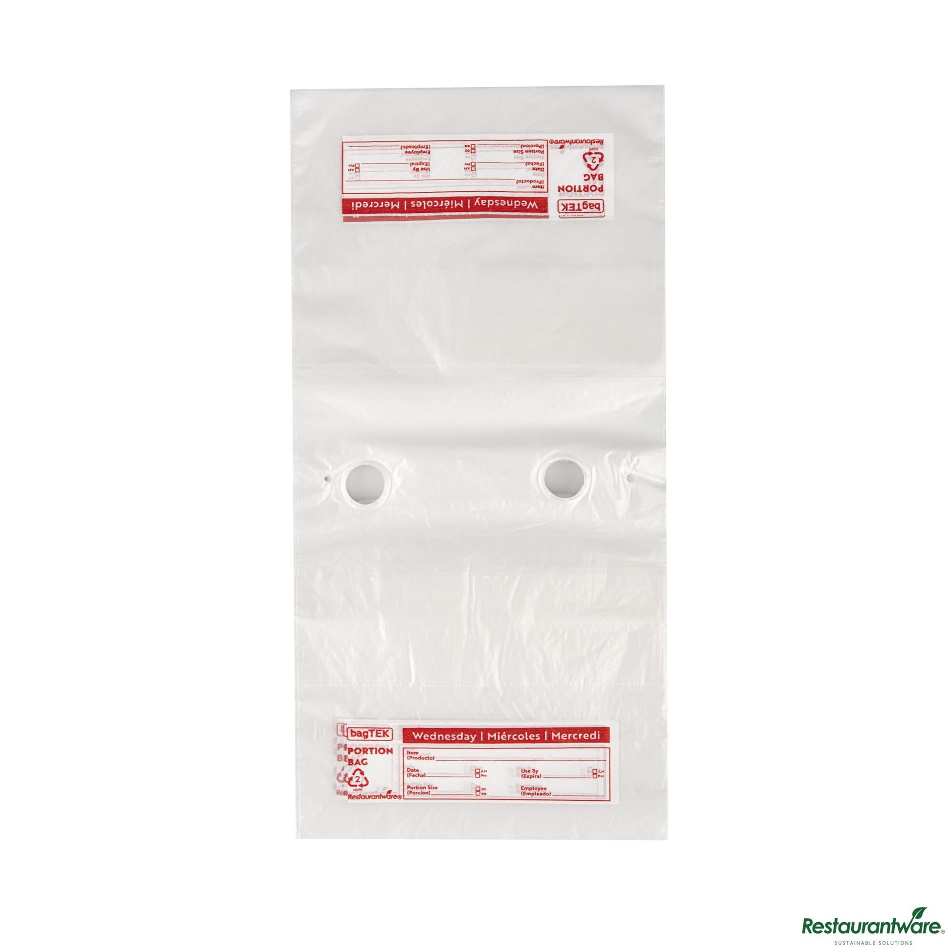 Wholesale Restaurantware Clear and Red Plastic Day of the Week Wednesday Portion Bag - 5.5"×5.5"×0.001"- Bulk