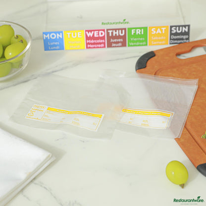 Wholesale Restaurantware Clear and Yellow Plastic Day of the Week Tuesday Portion Bag - 5.5"×5.5"×0.001"- Bulk