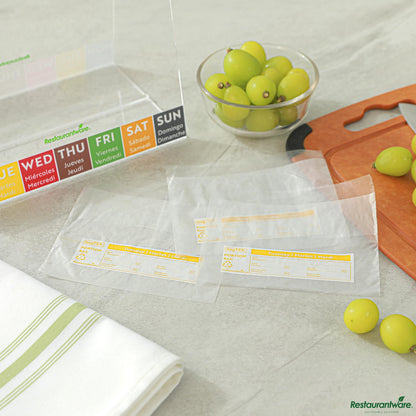 Wholesale Restaurantware Clear and Yellow Plastic Day of the Week Tuesday Portion Bag - 5.5"×5.5"×0.001"- Bulk