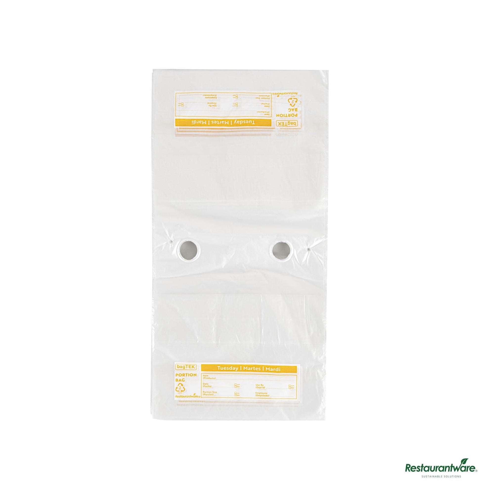 Wholesale Restaurantware Clear and Yellow Plastic Day of the Week Tuesday Portion Bag - 5.5"×5.5"×0.001"- Bulk