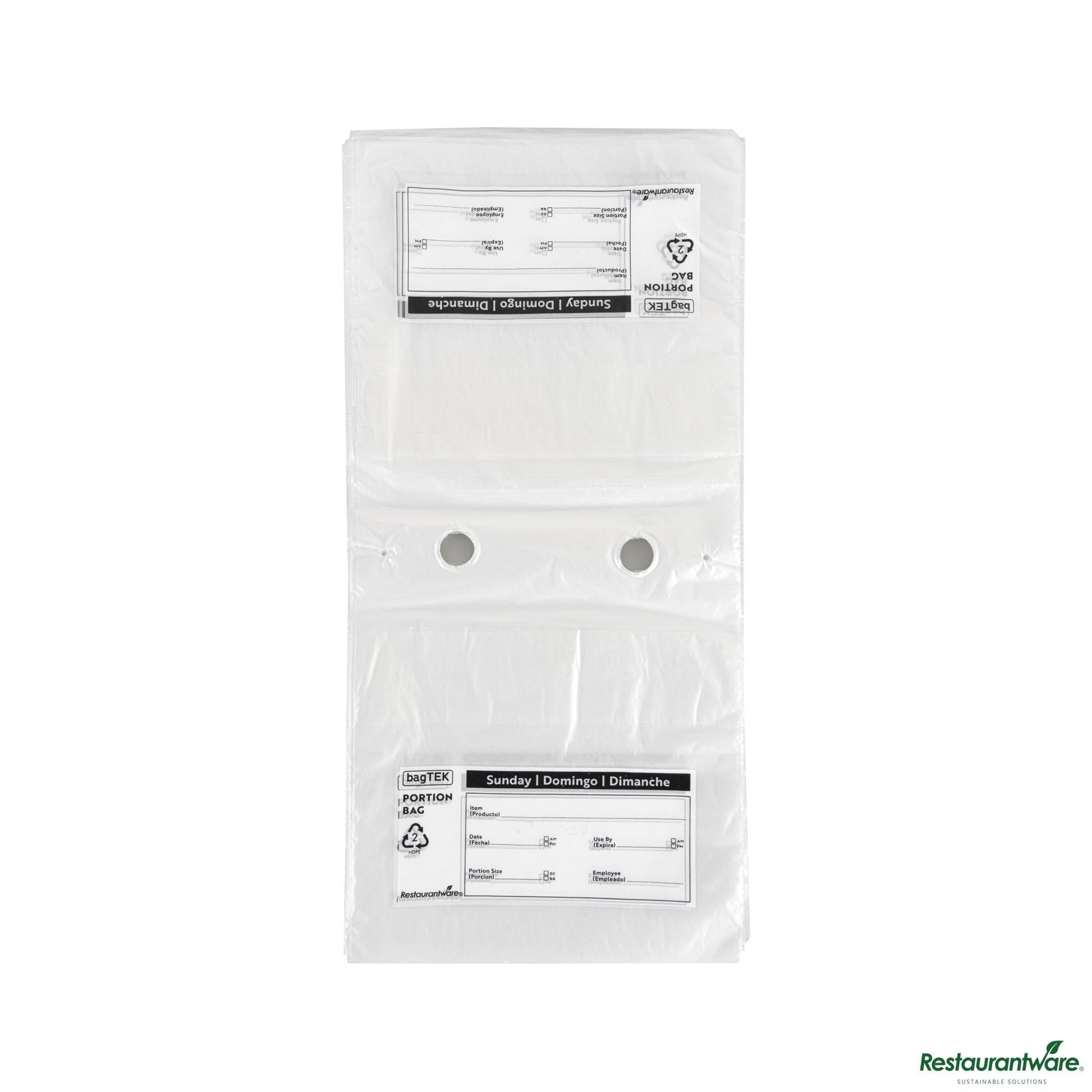 Wholesale Restaurantware Clear and Black Plastic Day of the Week Sunday Portion Bag - 6.5"×7"×0.001"- Bulk