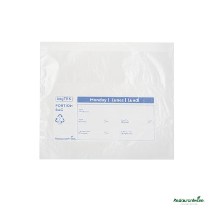 Wholesale Restaurantware Clear and Blue Plastic Day of the Week Monday Portion Bag - 6.5"×7"×0.001"- Bulk