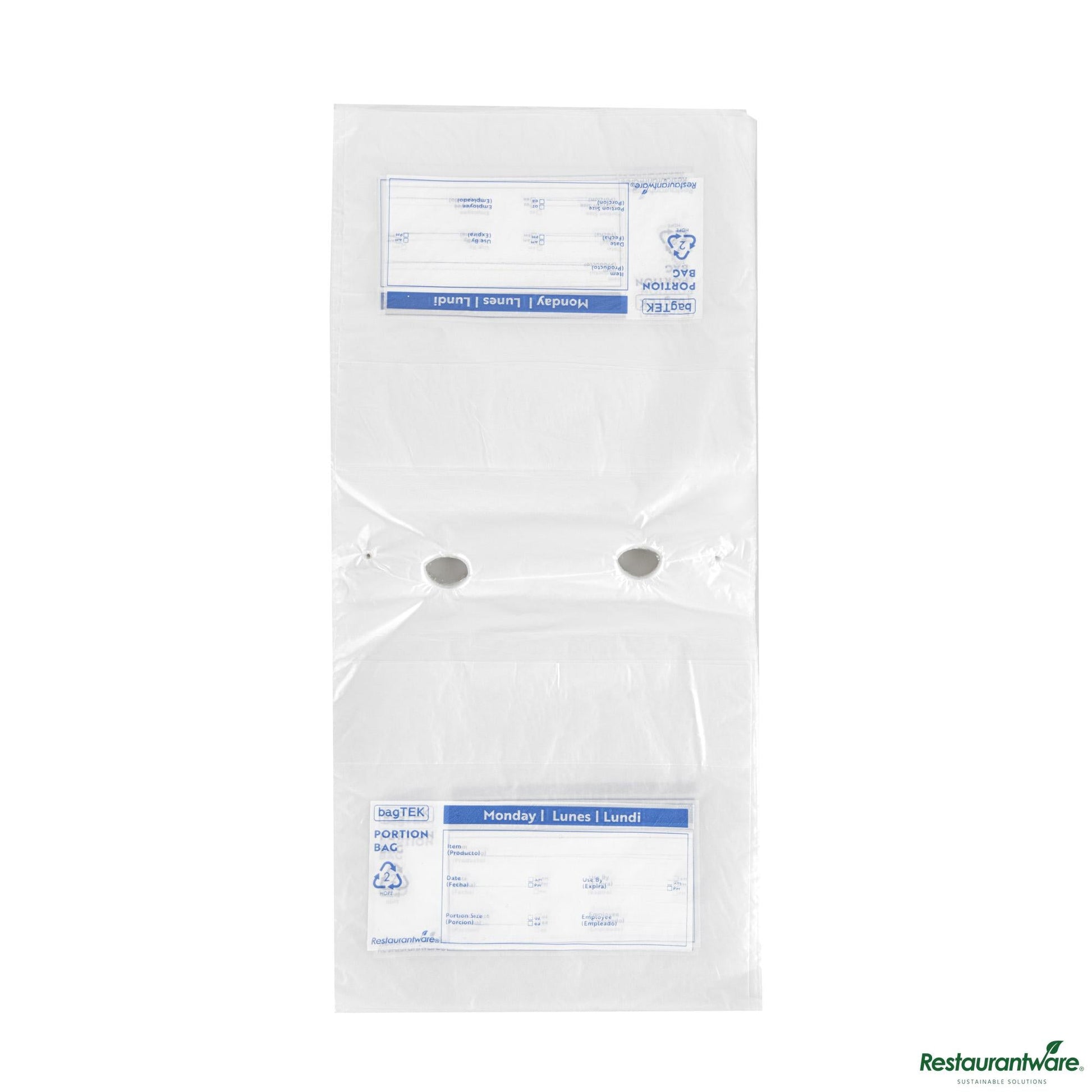 Wholesale Restaurantware Clear and Blue Plastic Day of the Week Monday Portion Bag - 6.5"×7"×0.001"- Bulk