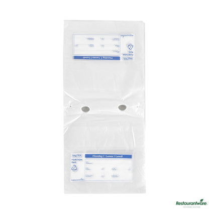 Wholesale Restaurantware Clear and Blue Plastic Day of the Week Monday Portion Bag - 6.5"×7"×0.001"- Bulk